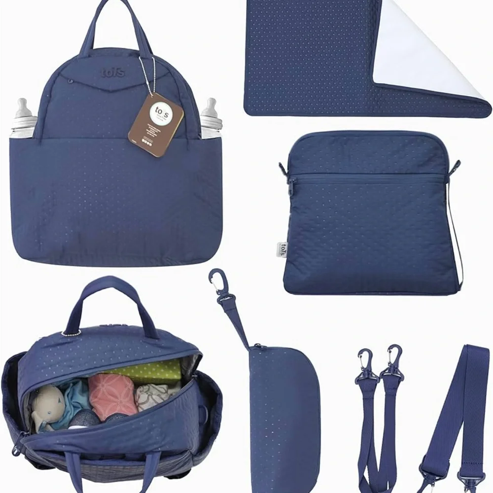 Navy Blue Diaper Bag Set backpack crossbody bag hand bag stroller bag 4 ways